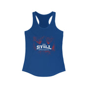 And Still Champion in crown with white lettering women's racer-back tank top
