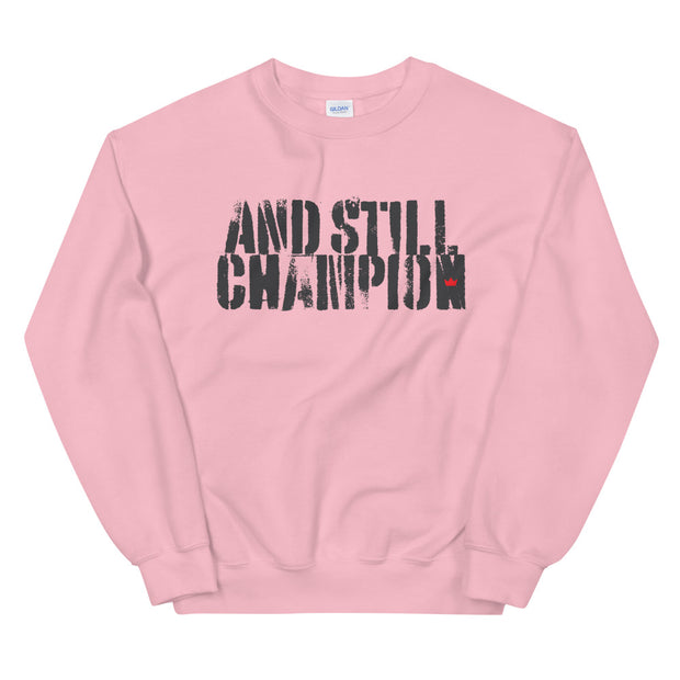 And Still Champion women's training sweatshirt with ASC logo on back label