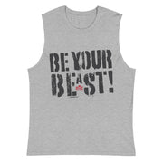 Be Your Beast stencile-font with ASC logo on back label men's muscle shirt