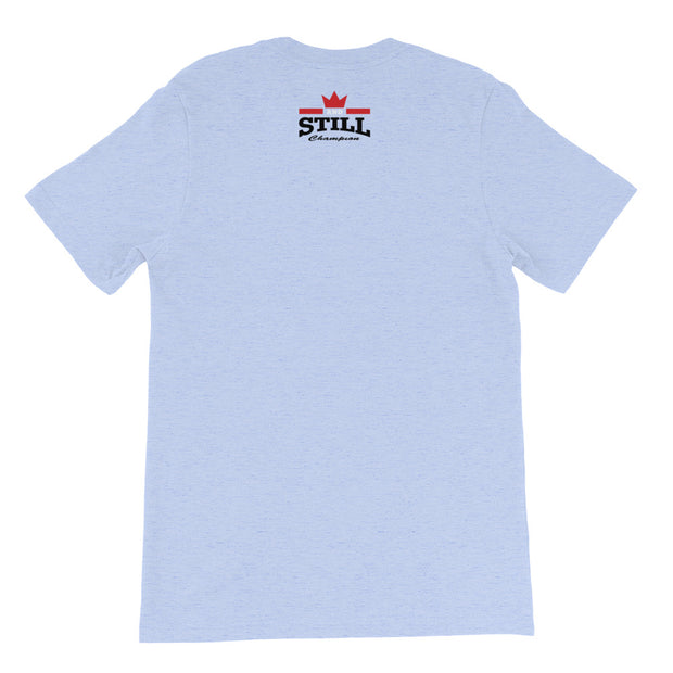 And Still Champion flag with ASC logo on back label women's T-shirt