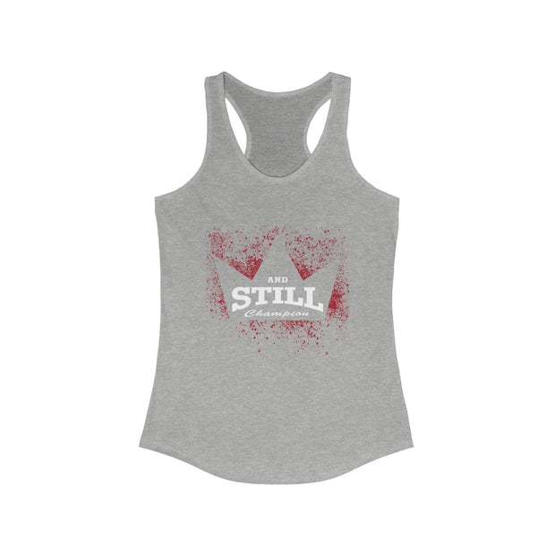 And Still Champion in crown with white lettering women's racer-back tank top