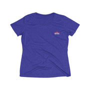 And Still Champion crest logo white lettering women's stay-dry wicking tee