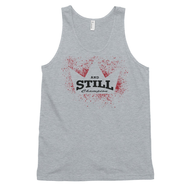 And Still Champion in crown with black lettering men's tank top