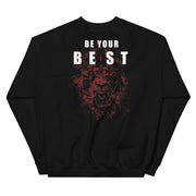 And Still Champion crown on front, Be Your Beast on back, ASC logo on sleeve, women's sweatshirt