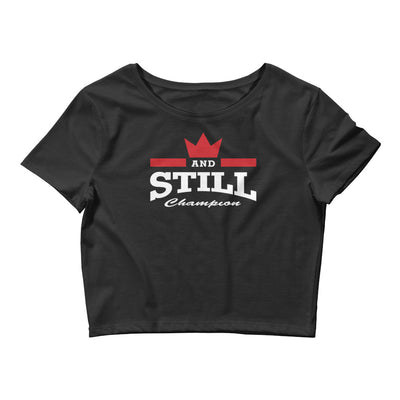 And Still Champion logo white lettering women's crop top