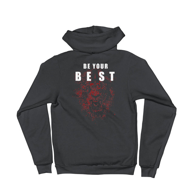 And Still Champion crest & sleeve logo, Be Your Beast on back men's zip-up hoodie